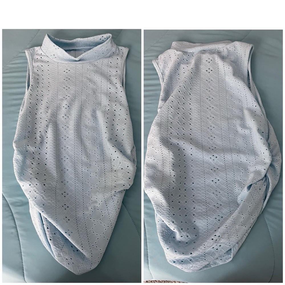 Light Blue Sleeveless Eyelet Top